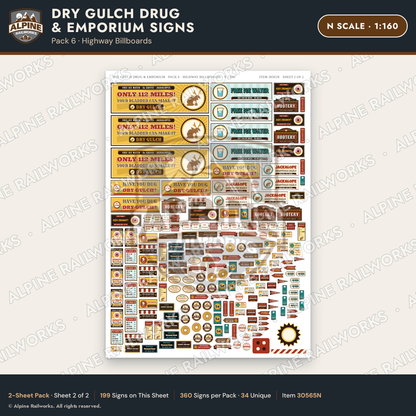 Alpine Railworks 30565N N Scale Roadside Signs - Western Drug Store