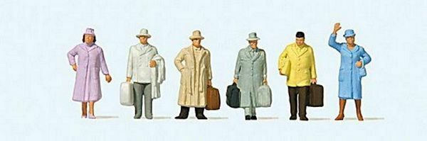 Preiser 14117 HO Scale Travellers -- Era III pkg(6)