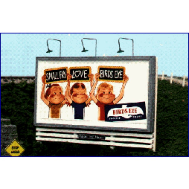 Blair Line 1433 N Scale Laser-Cut Wood Billboards (1 Billboard Frame, Lamp Shades & Two Signs) -- Pole 1950s - Present