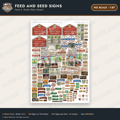 Alpine Railworks 30023HO HO Scale Feed and Seed Signs