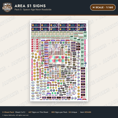 Alpine Railworks 30144N N Scale Area 51 Signs