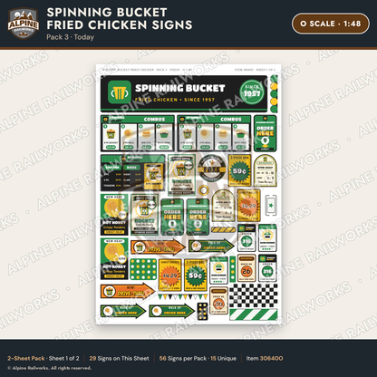 Alpine Railworks 30640O O Scale Fast Food Signs - Fried Chicken