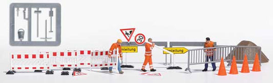 Busch 79900 HO Scale Setting Up Construction Barriers - Action Set -- 8 Barriers