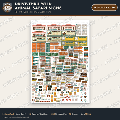 Alpine Railworks 31124N N Scale Roadside Signs - Drive-Thru Safari