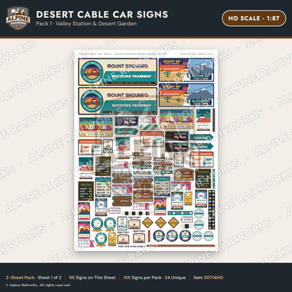 Alpine Railworks 30714HO HO Scale Tourist Signs - Desert Cable Car