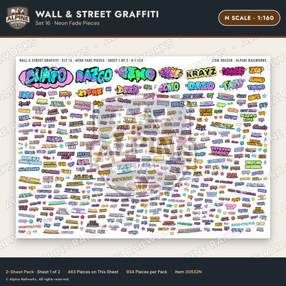 Alpine Railworks 30532N N Scale Wall & Street Graffiti Cut-Outs