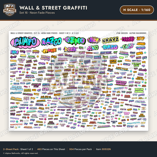 Alpine Railworks 30532N N Scale Wall & Street Graffiti Cut-Outs