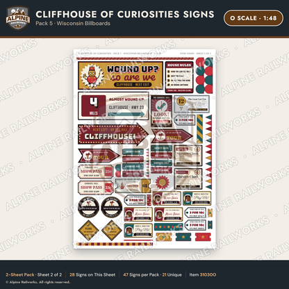 Alpine Railworks 31030O O Scale Roadside Signs - Curiosity House