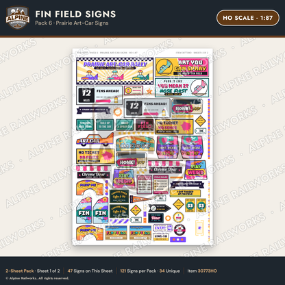 Alpine Railworks 30773HO HO Scale Roadside Signs - Buried Car Art