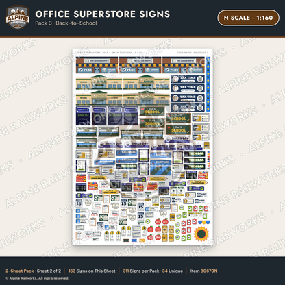 Alpine Railworks 30670N N Scale Office Superstore Signs