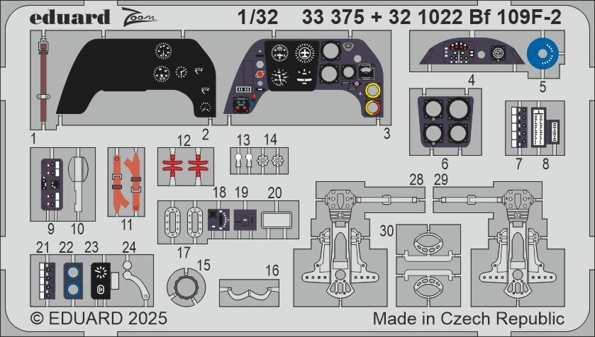 Eduard 33375 1/32 Aircraft- Bf109F2 for HSG & Hobby 2000 (Painted)