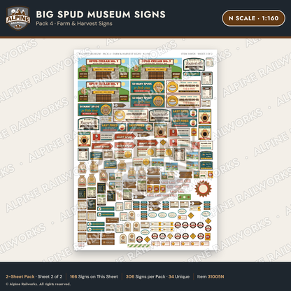 Alpine Railworks 31005N N Scale Roadside Signs - Potato Museum