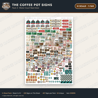 Alpine Railworks 30891N N Scale Roadside Signs - Coffee Pot Diner