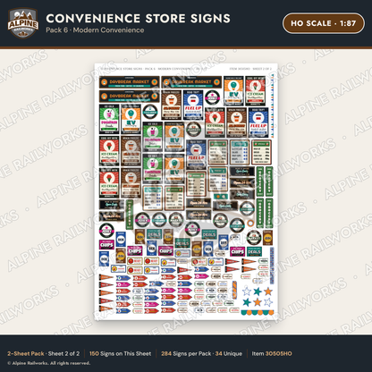 Alpine Railworks 30505HO HO Scale Convenience Store Signs