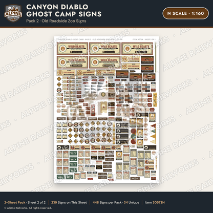 Alpine Railworks 30573N N Scale Roadside Signs - Desert Ghost Town