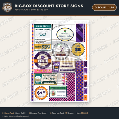 Alpine Railworks 30683G G Scale Big-Box Discount Store Signs