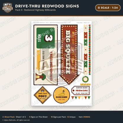 Alpine Railworks 31066G G Scale Roadside Signs - Drive-Thru Tree