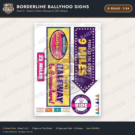 Alpine Railworks 30546G G Scale Roadside Signs - Border Tourist Stop