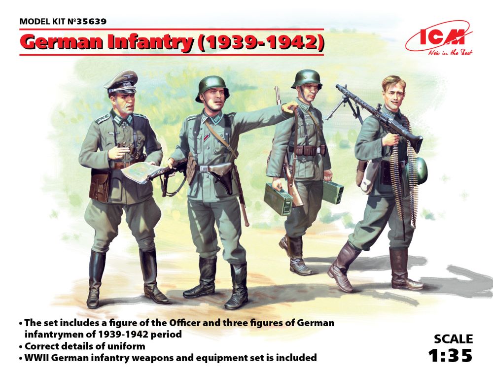 ICM Models 35639 1/35 German Infantry (4) w/Weapons & Equipment 1939-42