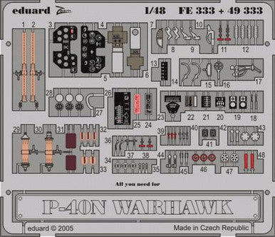 Eduard FE333 1/48 P-40N Thunderbolt Photo Etch for Hasegawa