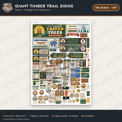 Alpine Railworks 30789HO HO Scale Roadside Signs - Lumberjack Redwoods