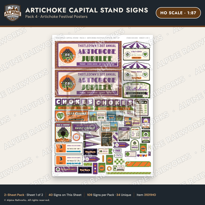 Alpine Railworks 31011HO HO Scale Roadside Signs - Giant Artichoke