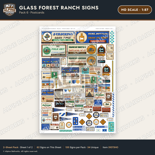 Alpine Railworks 31073HO HO Scale Roadside Signs - Bottle Tree Ranch