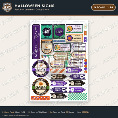 Alpine Railworks 30367G G Scale Halloween Signs - Costume