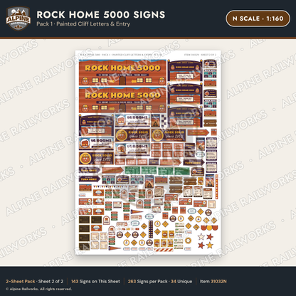 Alpine Railworks 31032N N Scale Roadside Signs - Cliff Rock House