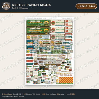 Alpine Railworks 31132N N Scale Roadside Signs - Reptile Zoo