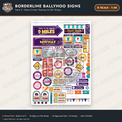 Alpine Railworks 30546O O Scale Roadside Signs - Border Tourist Stop