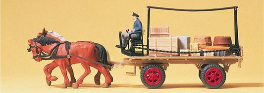 Preiser 30434 HO Scale Horse-Drawn Wagon -- Flatbed Wagon