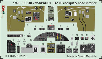 Eduard 3DL48272 1/48 Space Set B-17F Cockpit & Nose Interior SPACE