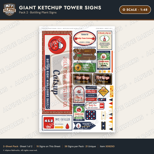 Alpine Railworks 30925O O Scale Roadside Signs - Ketchup Bottle Tower