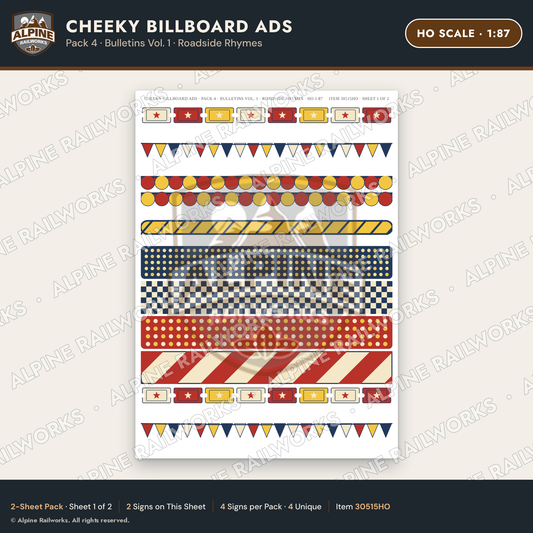Alpine Railworks 30515HO HO Scale Cheeky Billboard Ads