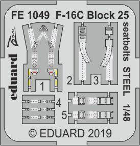 Eduard FE1049 1/48 F-16C Fighting Falcon Block 25 Seatbelts STEEL