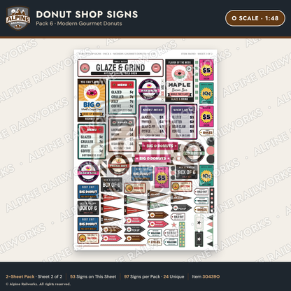 Alpine Railworks 30439O O Scale Donut Shop Signs