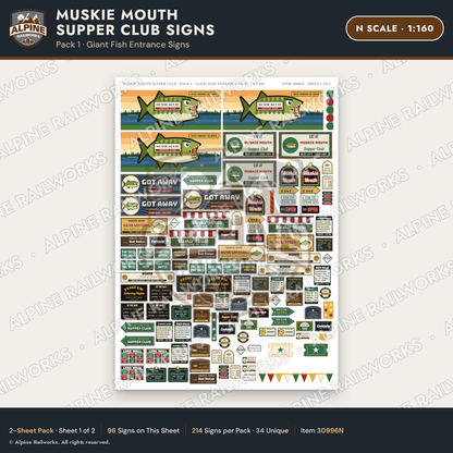 Alpine Railworks 30996N N Scale Roadside Attraction Signs - Giant Fish