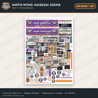 Alpine Railworks 30873HO HO Scale Roadside Signs - Mothman Museum