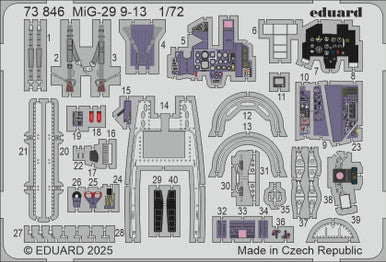 Eduard 73846 1/72 MiG-29 9-13 Photo Etched Set for GREAT WALL HOBBY