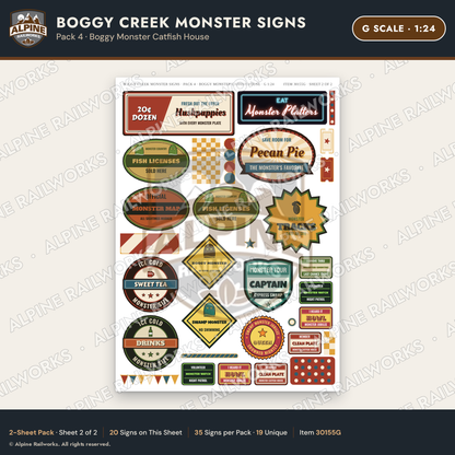 Alpine Railworks 30155G G Scale Boggy Creek Monster Signs