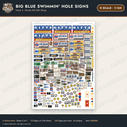 Alpine Railworks 30956N N Scale Roadside Attraction Signs - Blue Whale