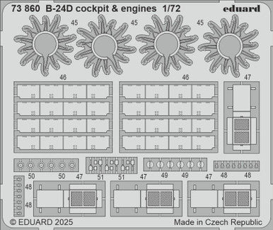 Eduard 73860 1/72 B-24D Cockpit & Engines Photo Etched Set for AIRFIX