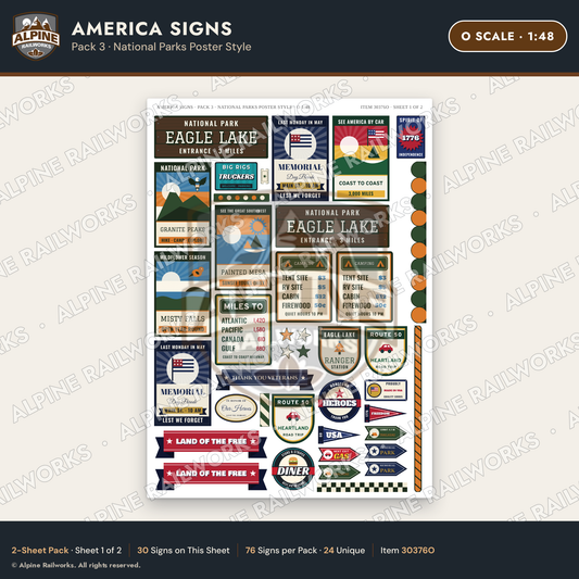 Alpine Railworks 30376O O Scale America Signs