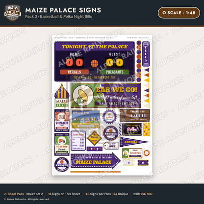 Alpine Railworks 30776O O Scale Roadside Signs - Corn Palace