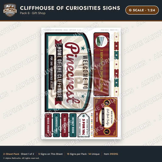 Alpine Railworks 31031G G Scale Roadside Signs - Curiosity House