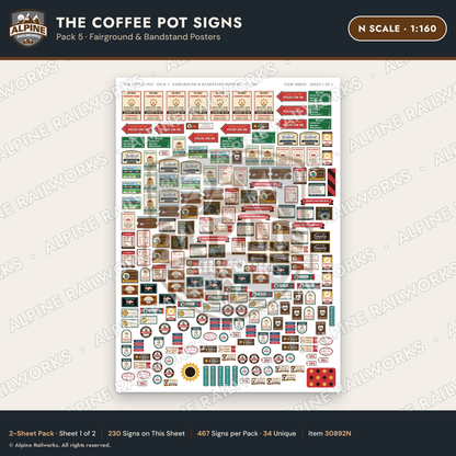 Alpine Railworks 30892N N Scale Roadside Signs - Coffee Pot Diner