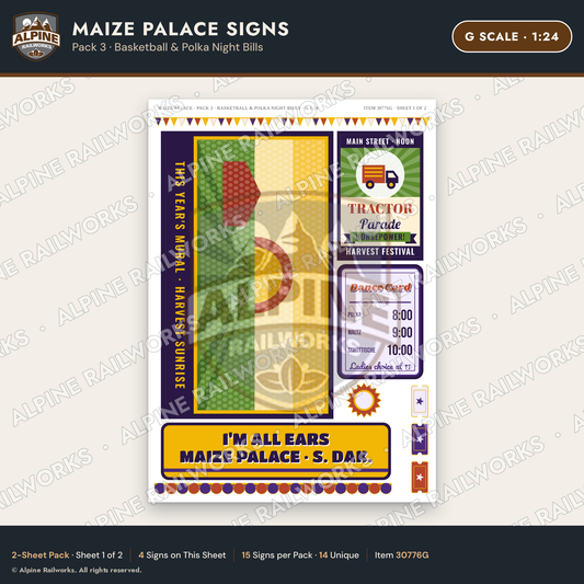 Alpine Railworks 30776G G Scale Roadside Signs - Corn Palace