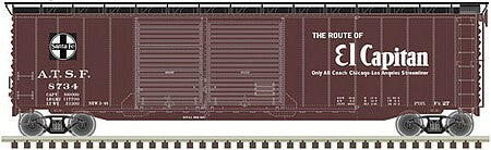 Atlas Model Railroad 20006590 HO Scale Postwar 50' Double-Door Boxcar - Ready to Run - Master(R) -- Santa Fe 8666 (Boxcar Red, black, white, El Capitan)