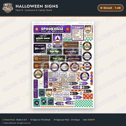 Alpine Railworks 30367O O Scale Halloween Signs - Costume